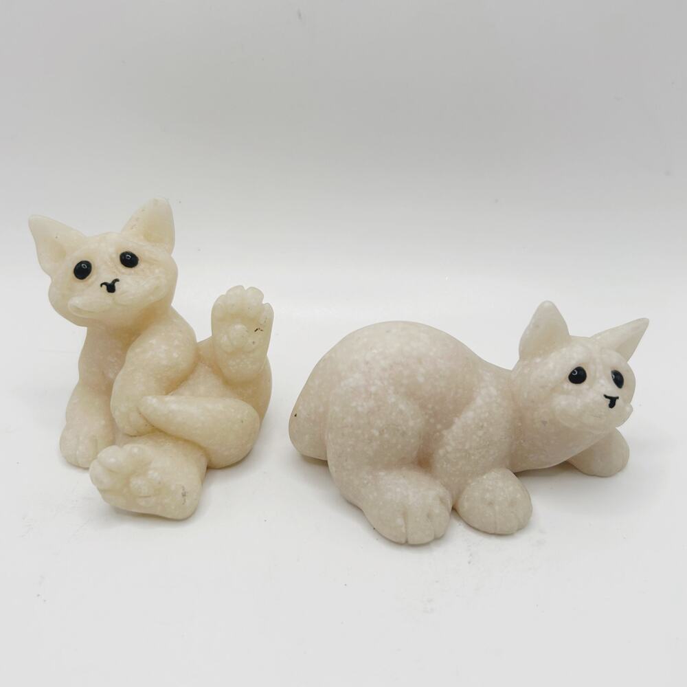 Vintage Quarry Critters Clyde and Cameron the Cats Stone Figurines Second Nature
